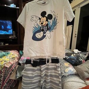 Disney Mickey Mouse shirt and polo shorts
